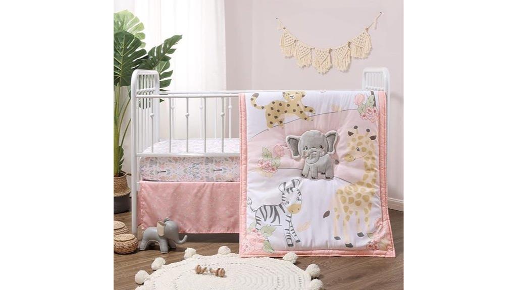 pink floral crib bedding