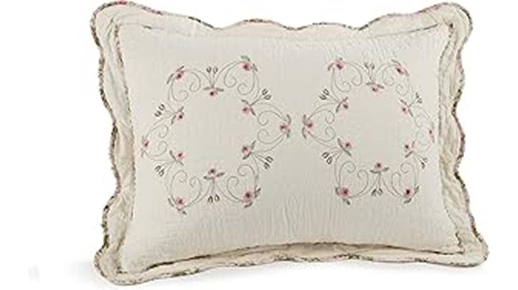 pink ivory quilted pillow sham