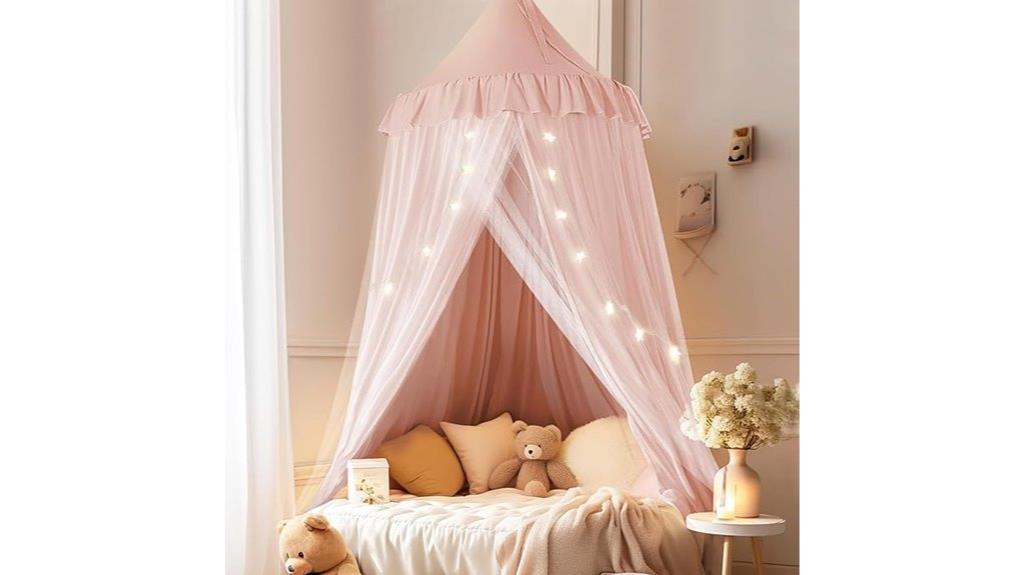 pink star lit bed canopy
