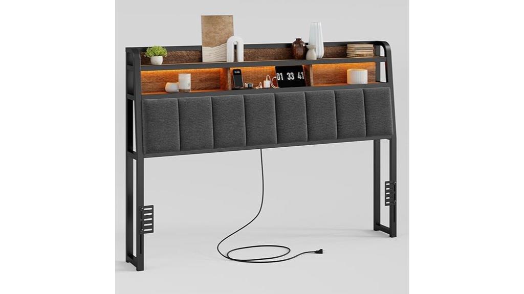 queen bed headboard storage