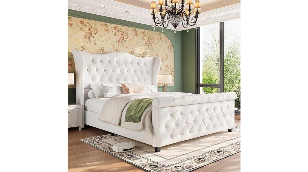 queen sized upholstered bed