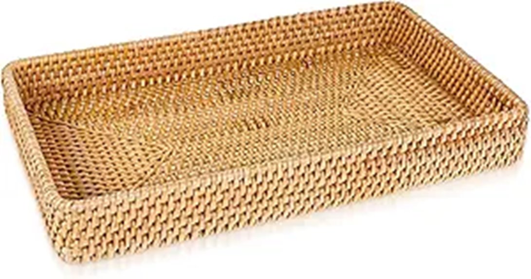 rattan basket storage tray