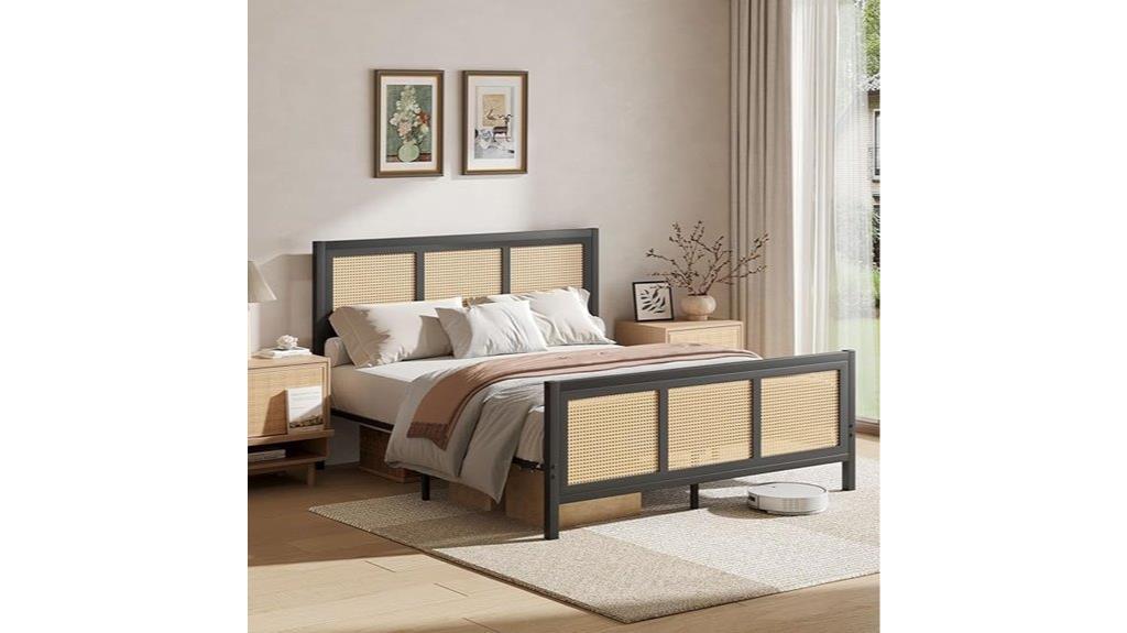 rattan bed with headboard