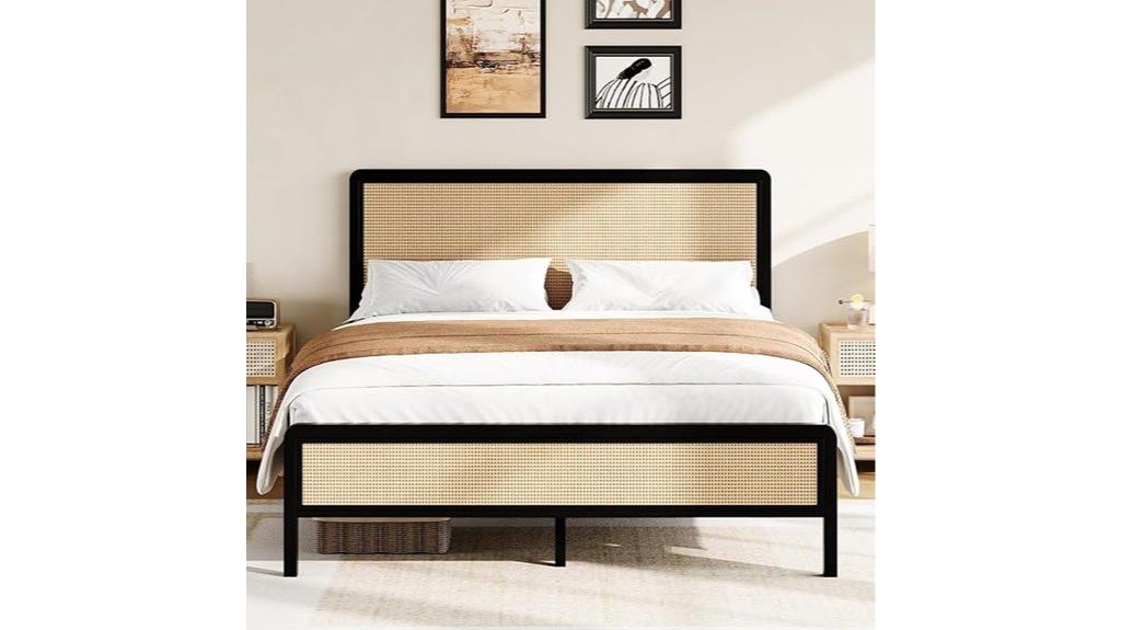 rattan bed with headboard