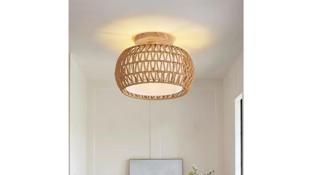 rattan boho wicker chandelier
