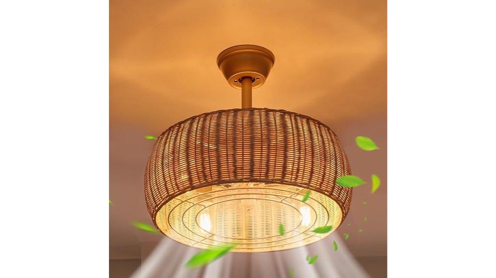 rattan ceiling fan lights