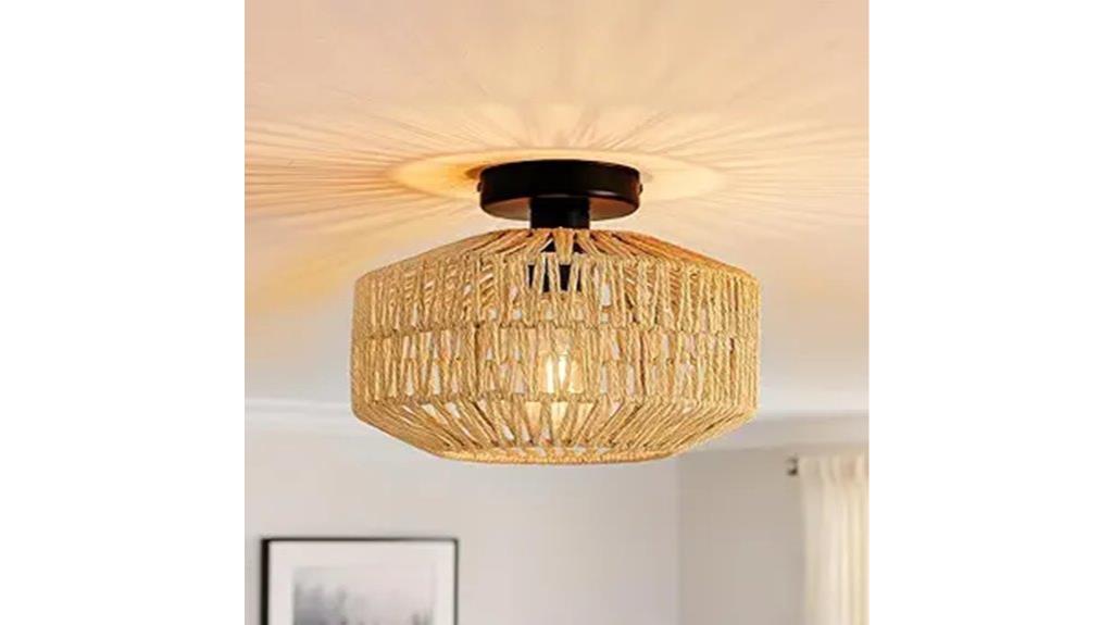 rattan ceiling light fixture