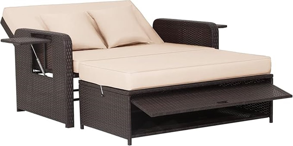 rattan daybed with ottoman