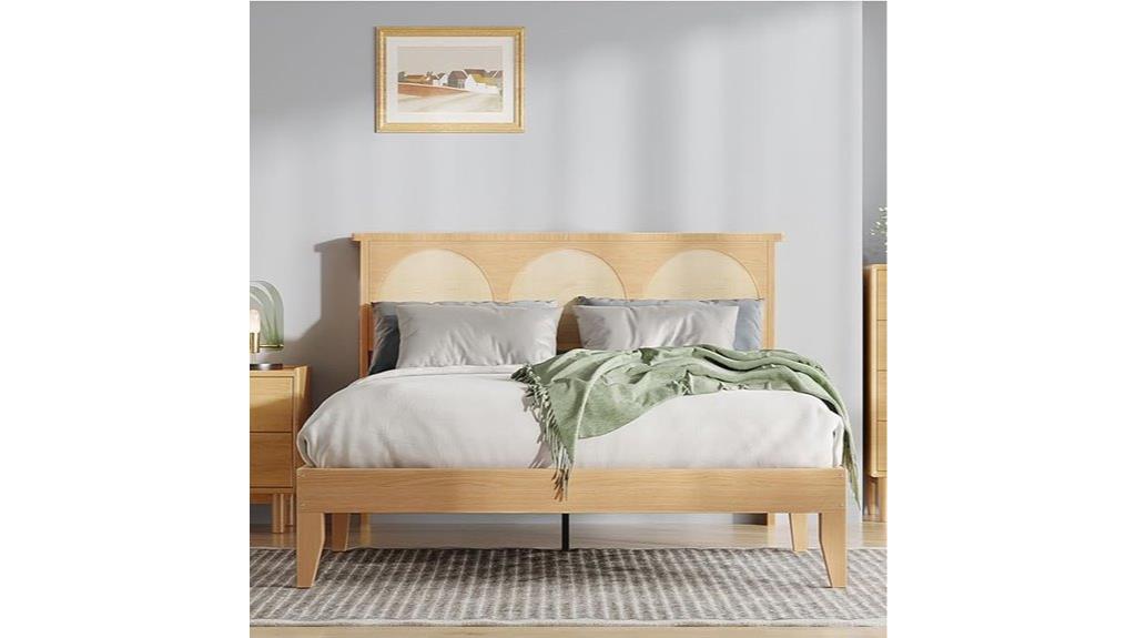 rattan headboard led storage