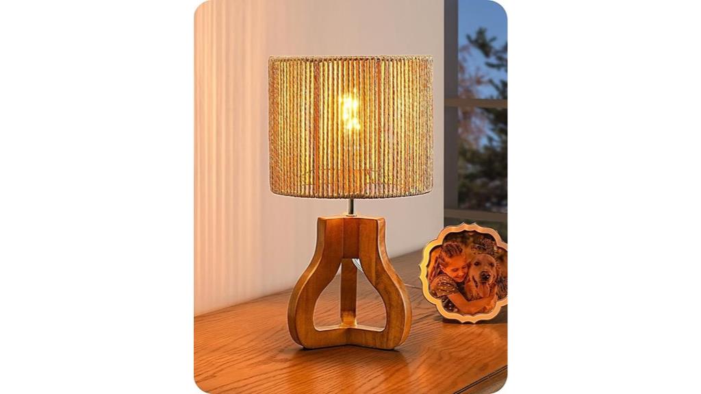 rattan tripod table lamp