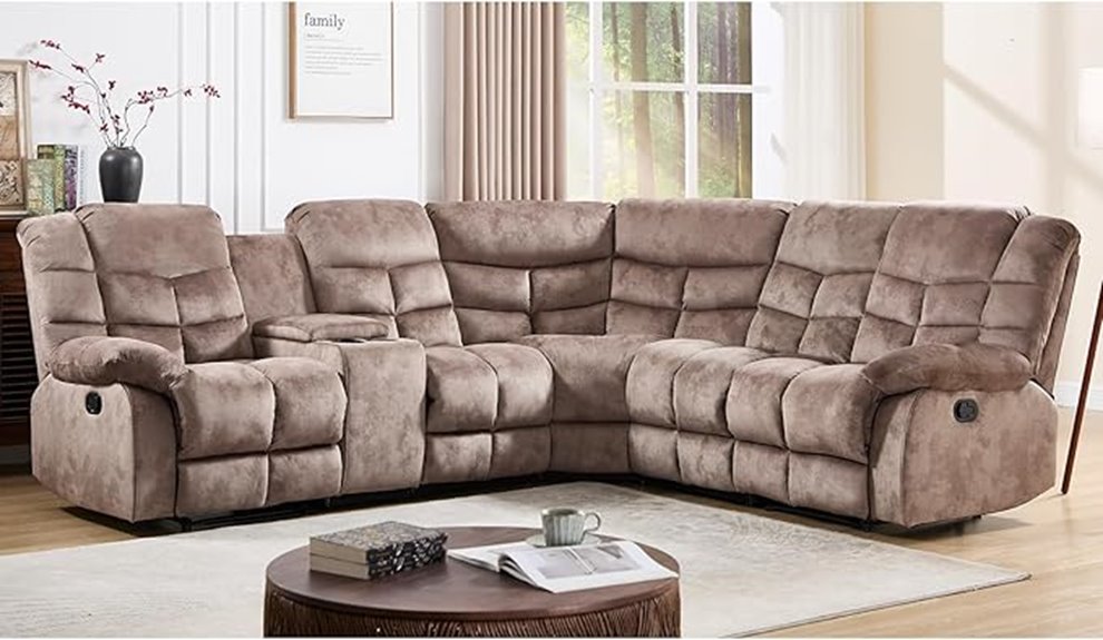 reclining sectional with console