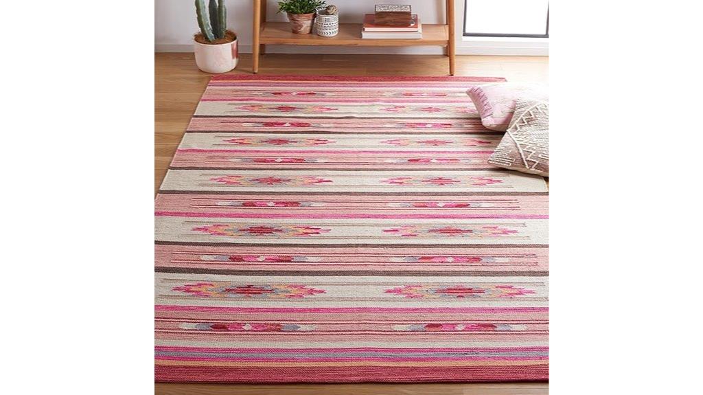 red ivory cotton rug