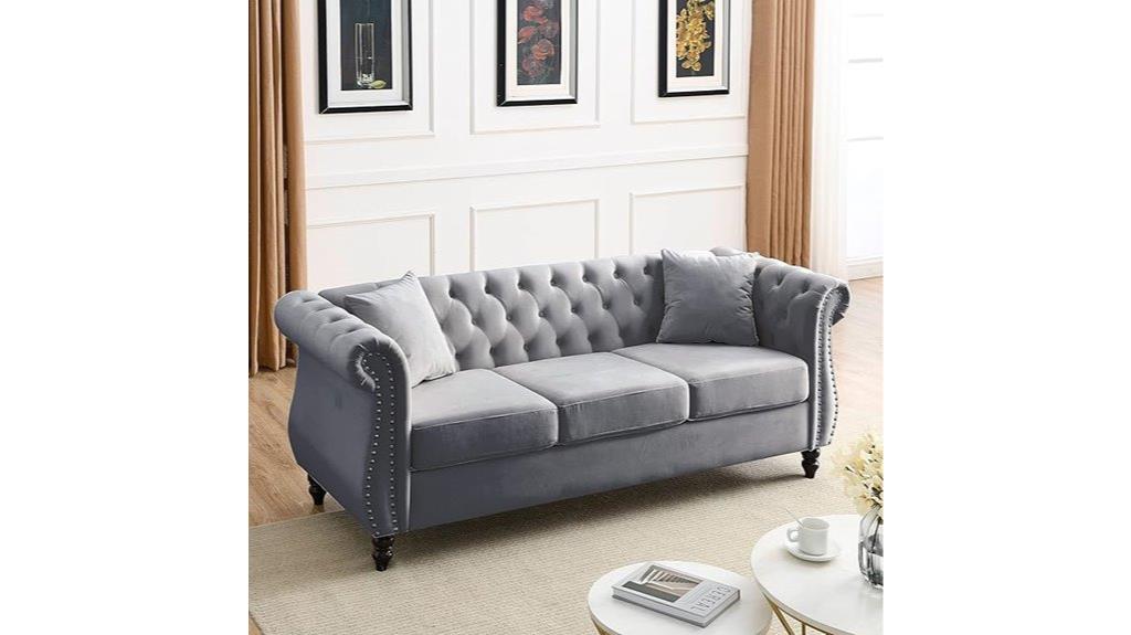 retro velvet 3 seater