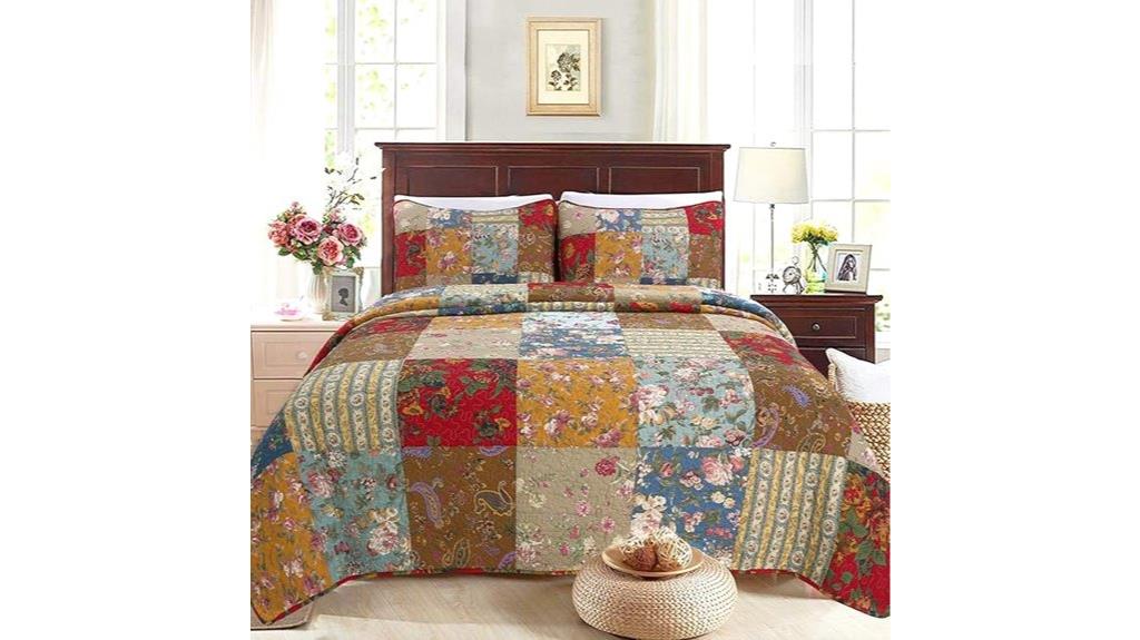 reversible patchwork quilt set