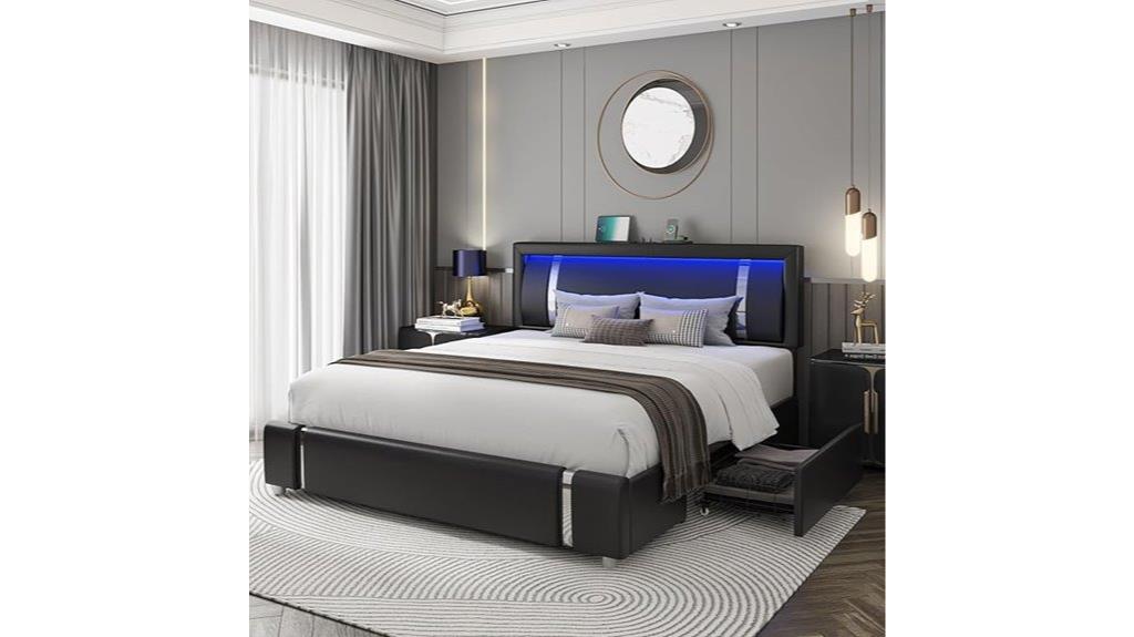 rgb led headboard storage