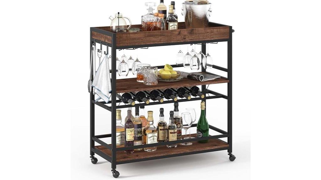 rolling liquor and beverage cart