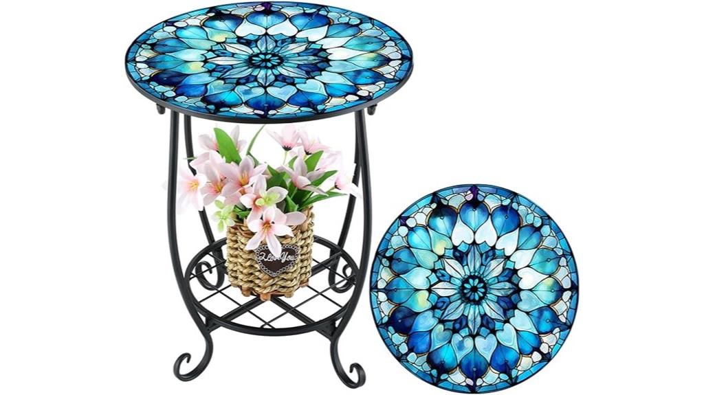 round mosaic patio table