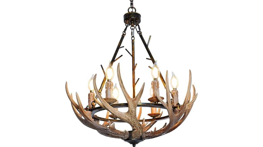 rustic antler 6 light chandelier