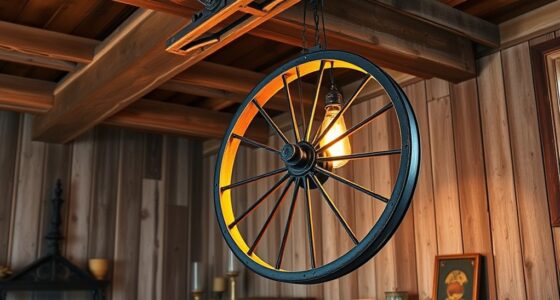rustic farmhouse wagon wheel lights