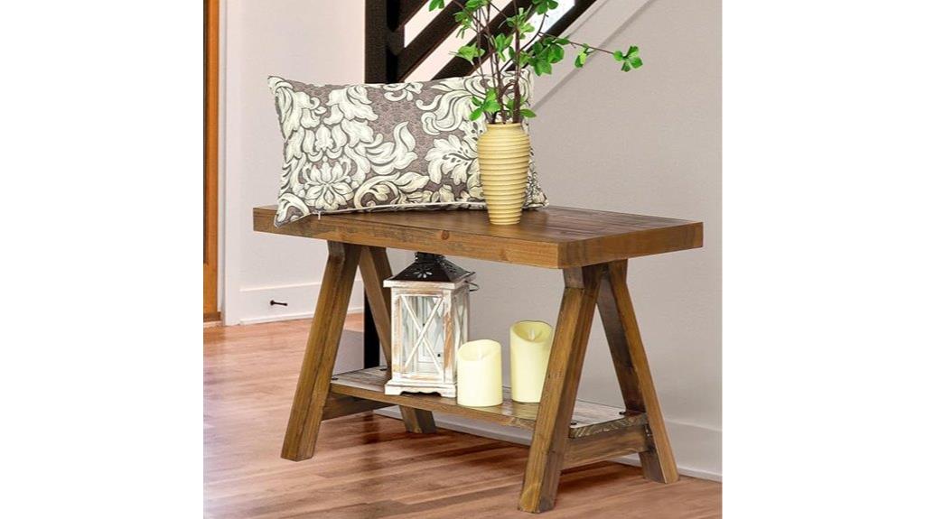 rustic farmhouse wood bench