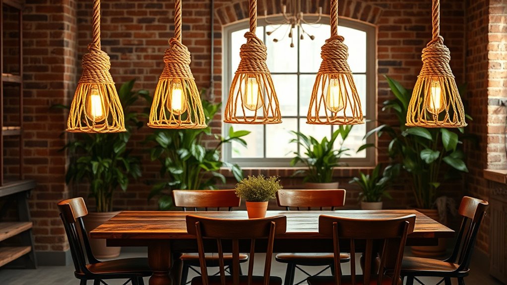 rustic rope pendant lighting
