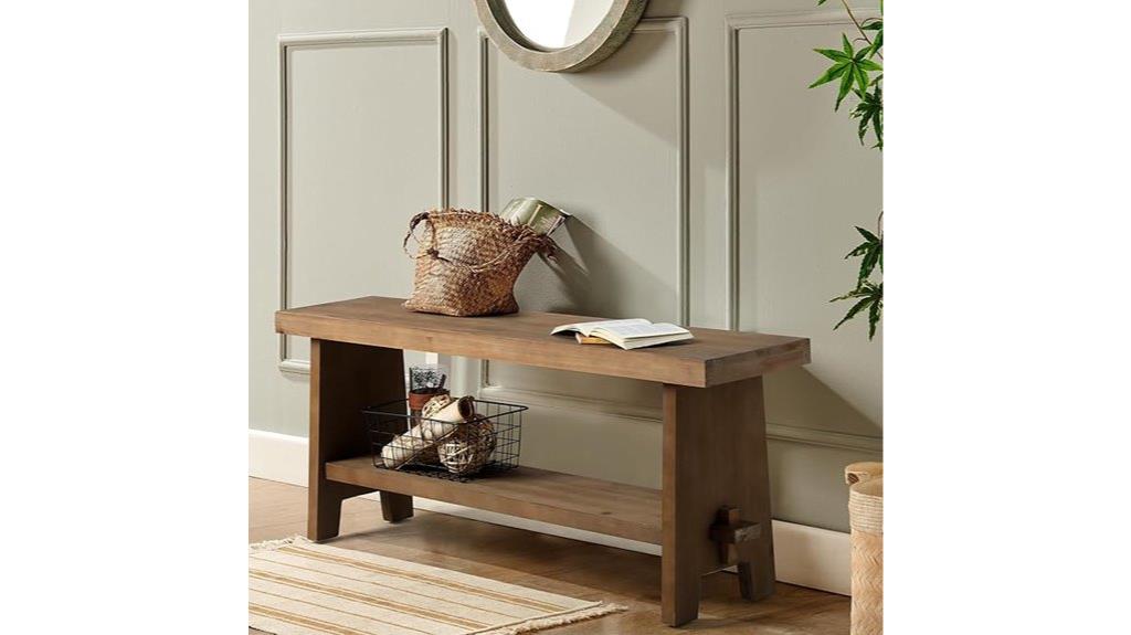 rustic solid wood bench