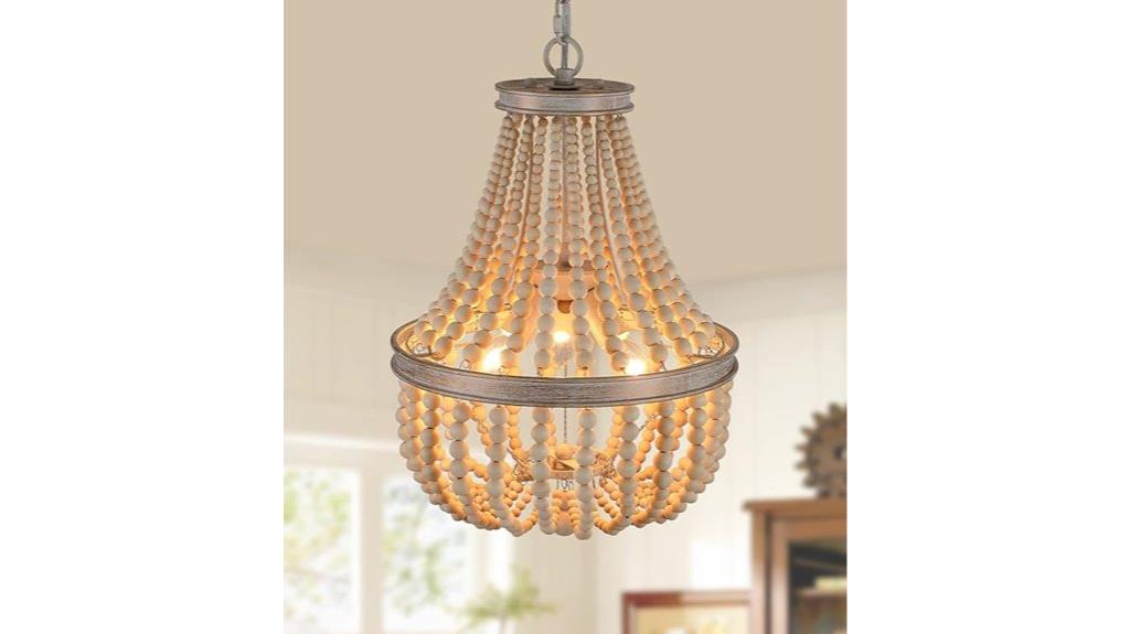 rustic wood beaded lighting