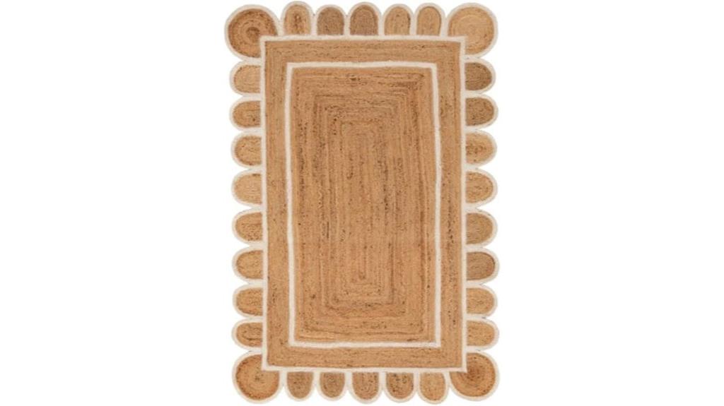 scallop jute boho rug