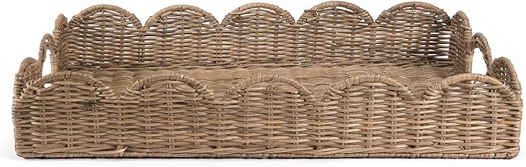 scalloped rattan tray handles