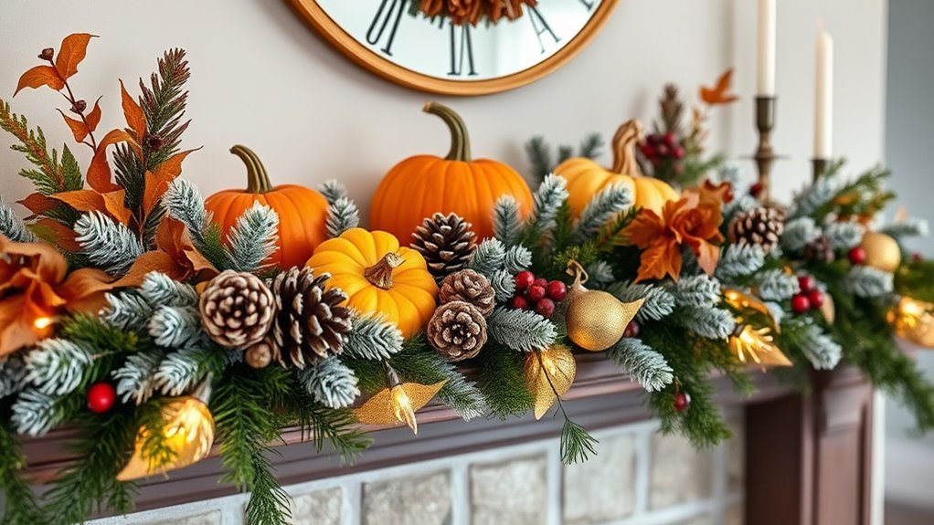 seasonal cozy mantel decor