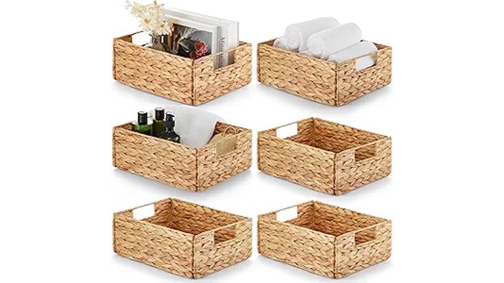 set of 6 water hyacinth baskets