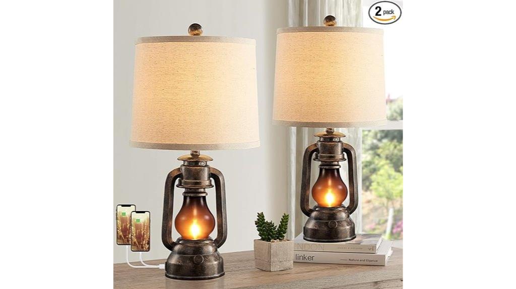 set of farmhouse lantern lamps