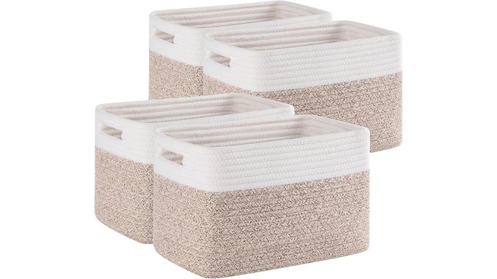 set of four woven baskets