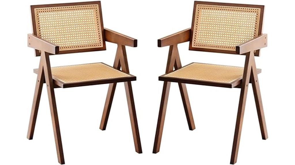 set of two brown rattan chairs