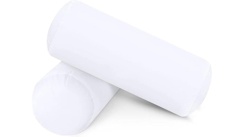 set of two white bolster pillows