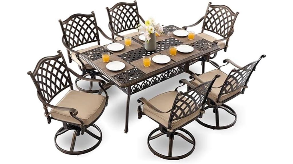 seven piece aluminum patio dining