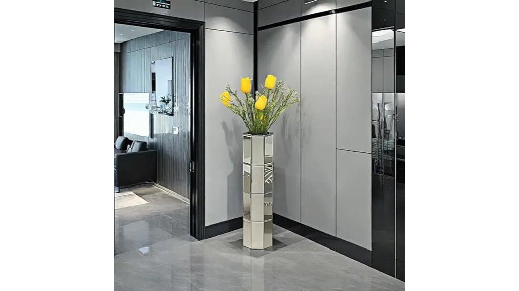 silver tall floor vase