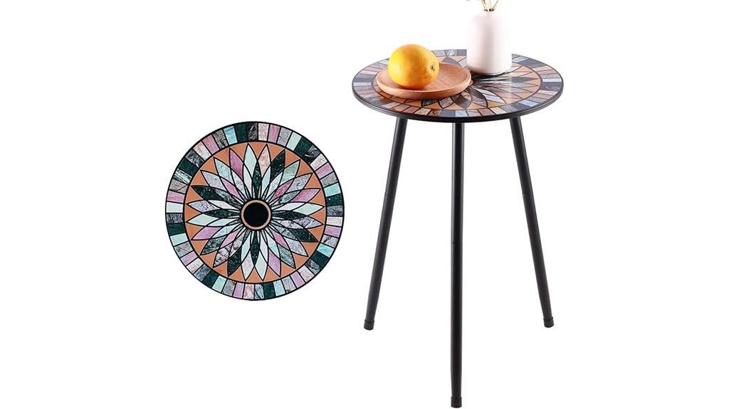 single metal mosaic table