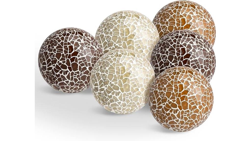 six mosaic sphere balls