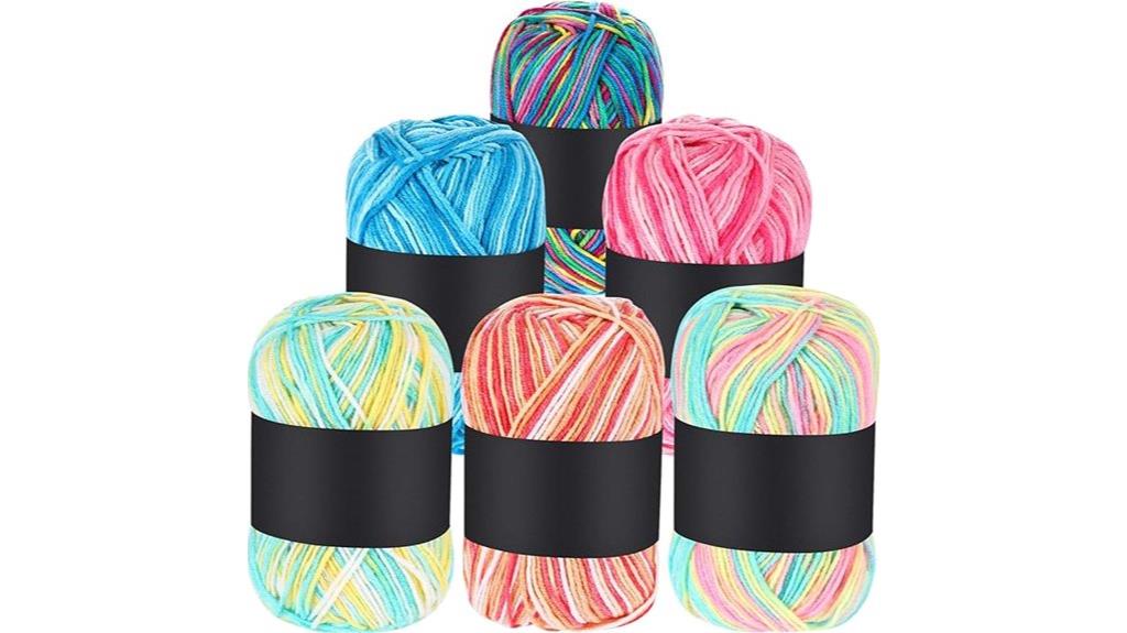 six piece colorful yarn set