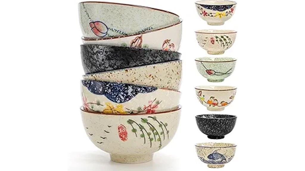 six retro ceramic bowls