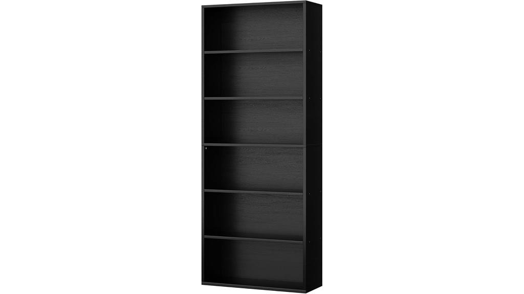 six tier open bookcase