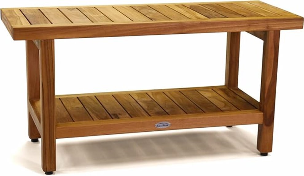 spa teak shower bench