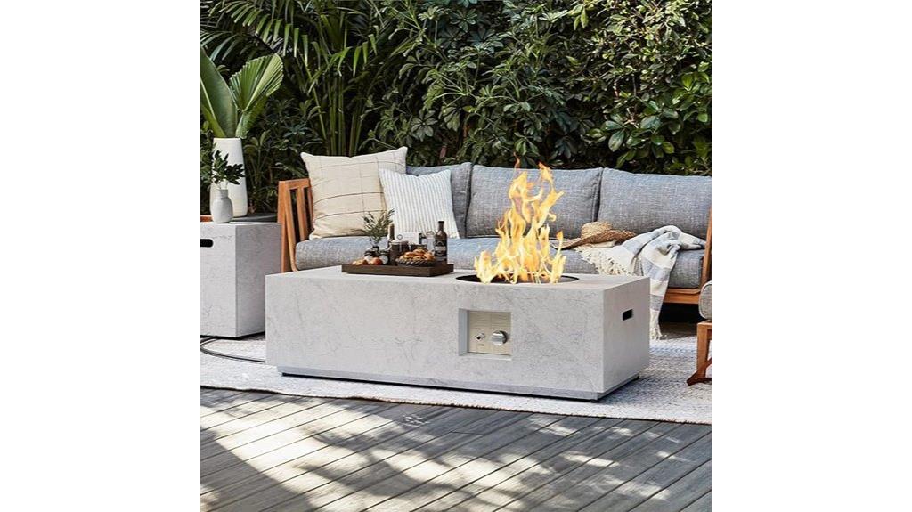 stone look propane fire pit