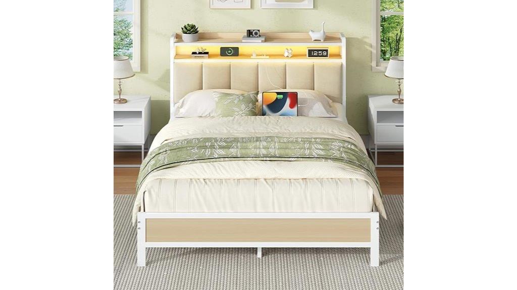 storage bed with led