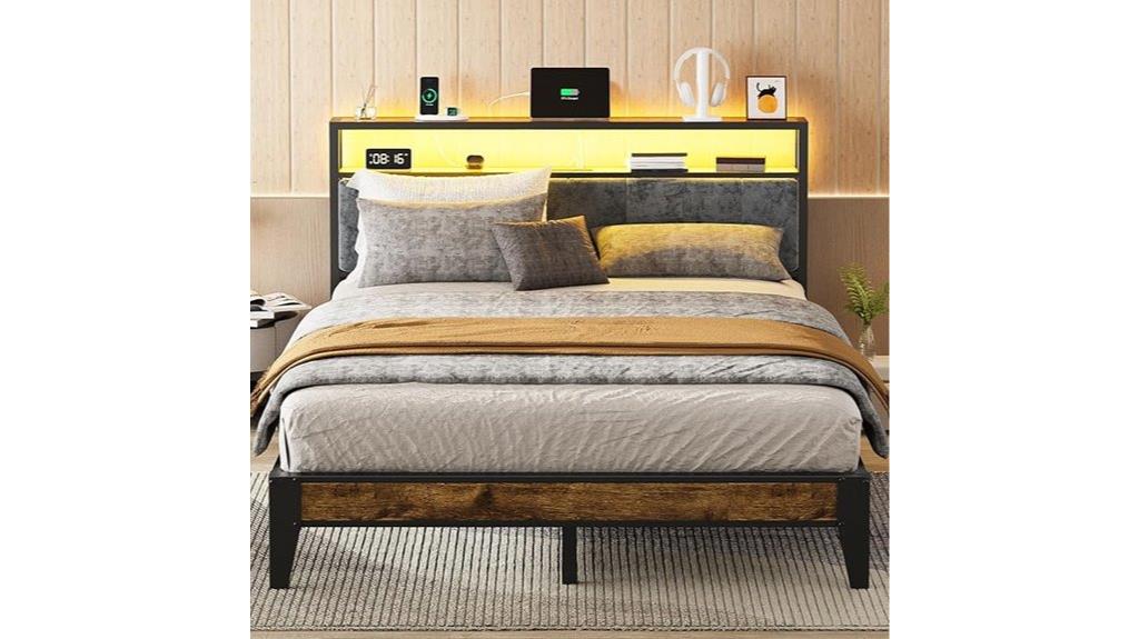 storage bed with led