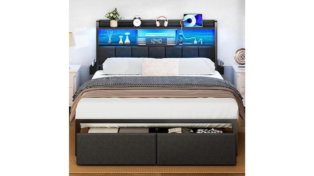 storage drawers queen bed