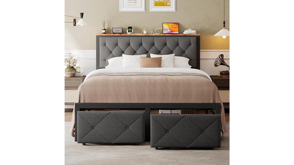 storage queen bed frame
