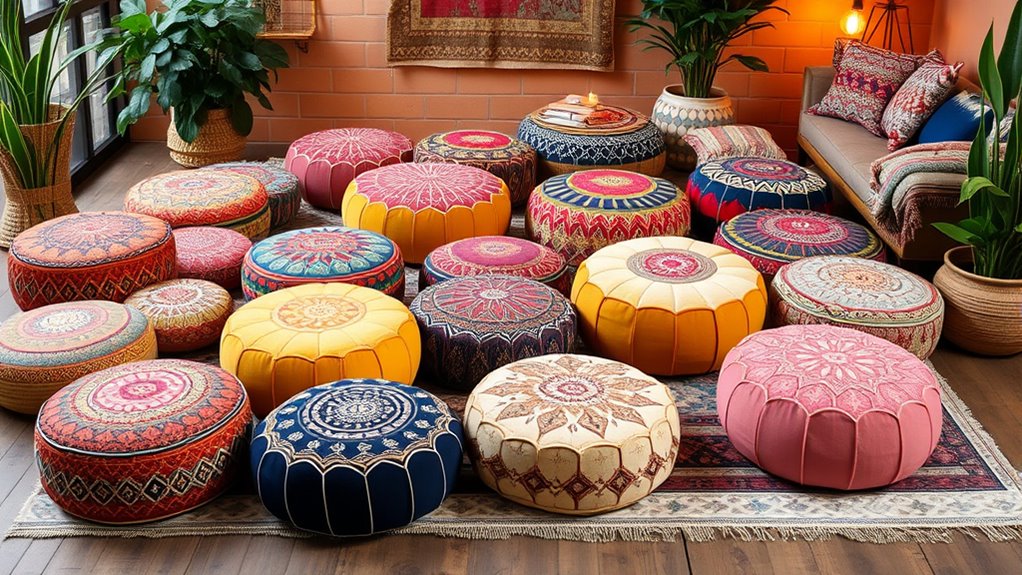 stylish boho pouf collection