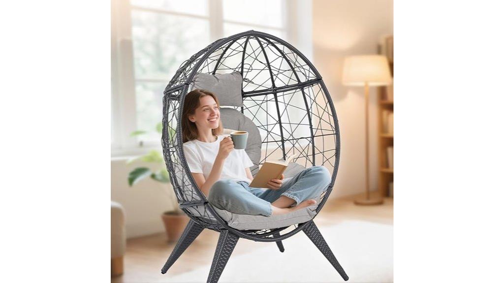 stylish grey rattan egg chair